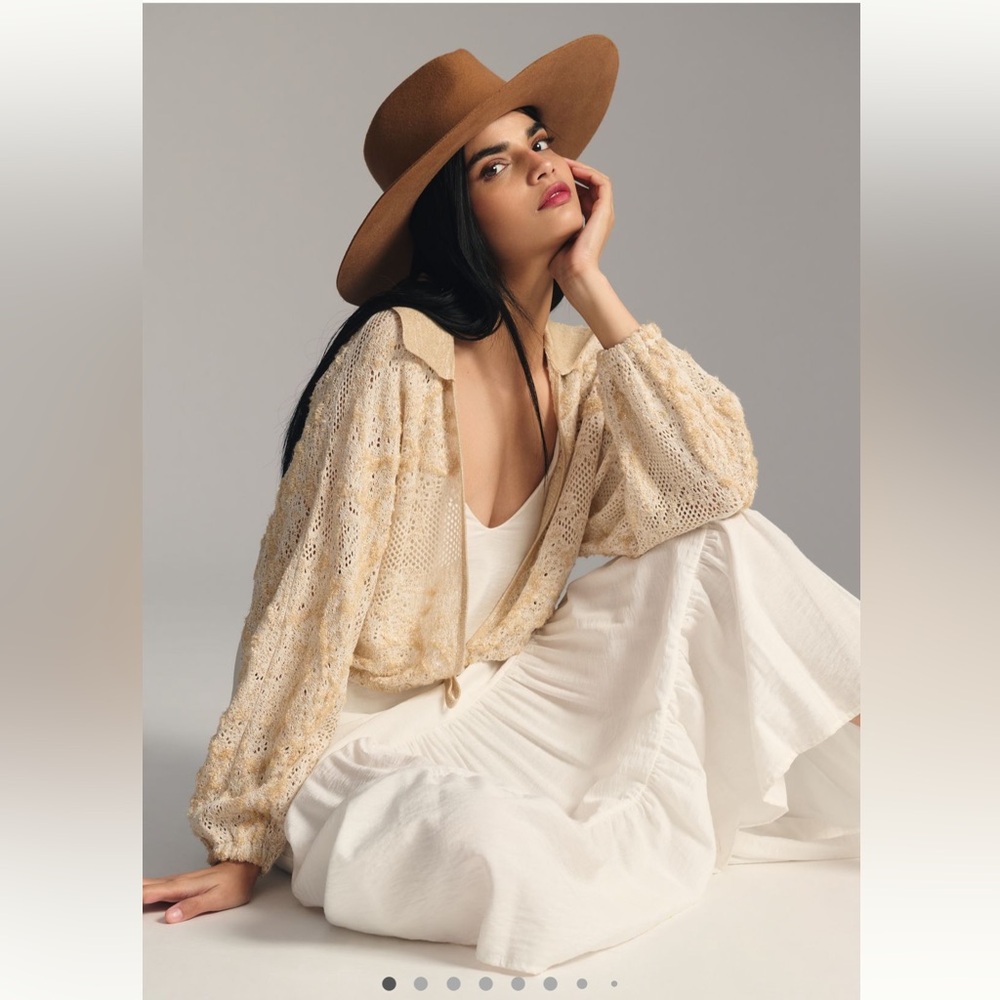 Anthropologie Cropped Lace Cardigan in XS/S
